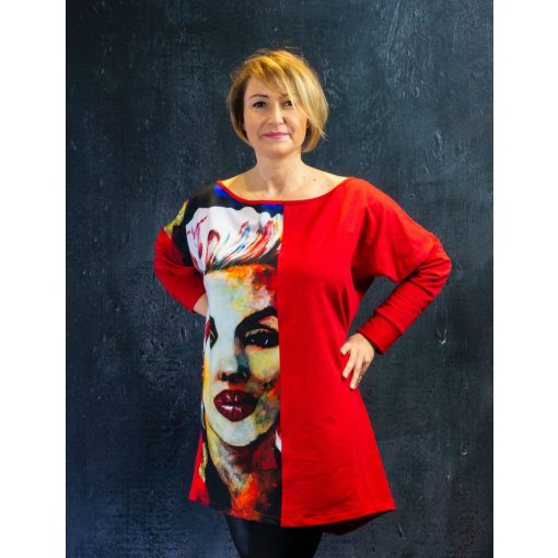 LBM Art Marilyn Kollekció, Mintás pulóver, piros, one size