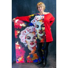 LBM Art Marilyn Kollekció, Mintás pulóver, piros, one size