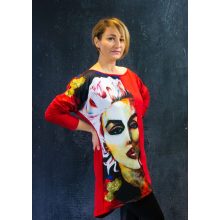 LBM Art Marilyn Kollekció, Mintás pulóver, piros, one size