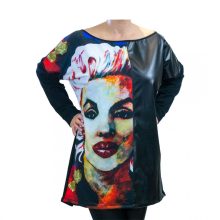 LBM Art Marilyn Kollekció, Műbőr, mintás pulóver, fekete, one size